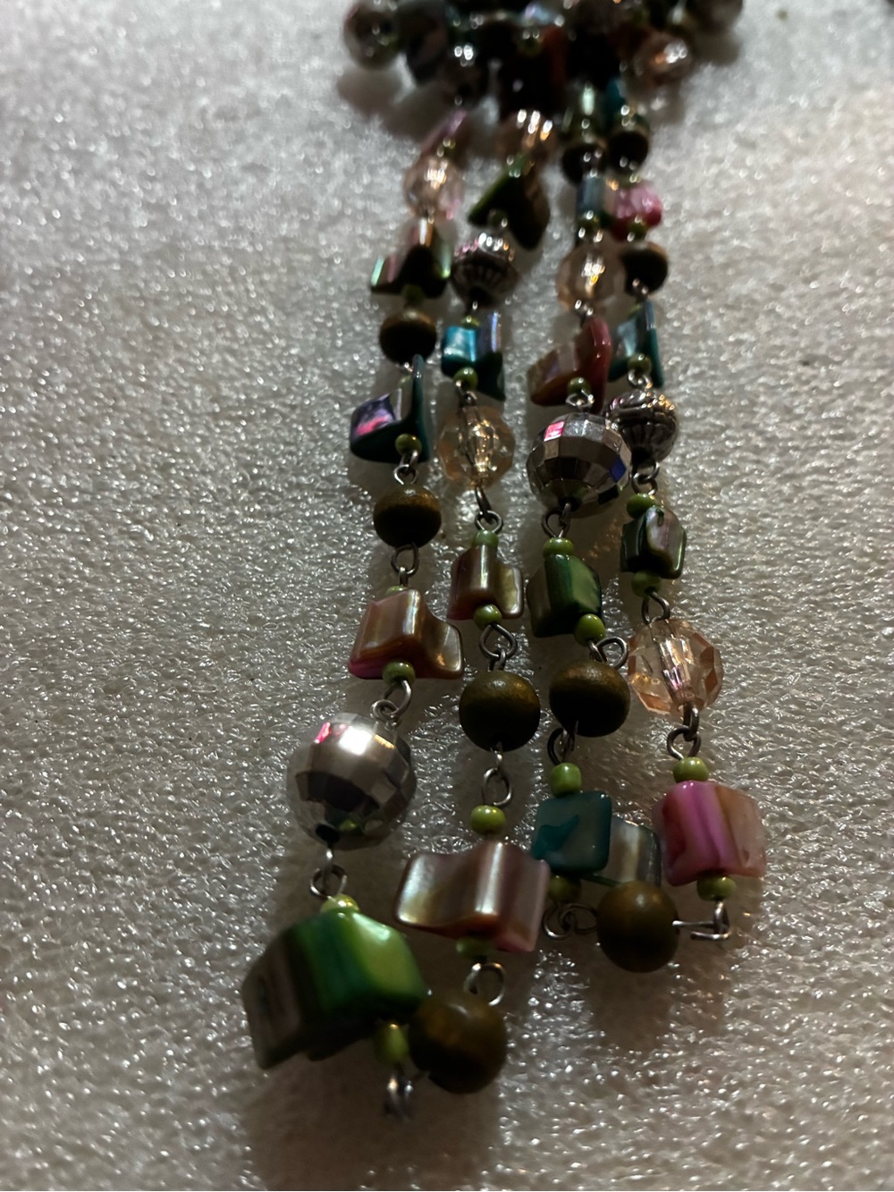 Vintage abalone shell beads long necklace